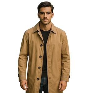 London Fog Classic Tan Trench Coat‎ with Faux Fur Lining Size 42 Regular